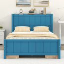 Full Size Platform Bed with Drawers and Storage Shelves, Blue