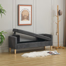 Wide Corduroy Storage Soft Bench With Armrests, Backrest And Two Bolster Pillows