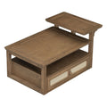 Coffee Table With 1 Storage Shelf, 2 Tabletops And 1 Rattan Drawer