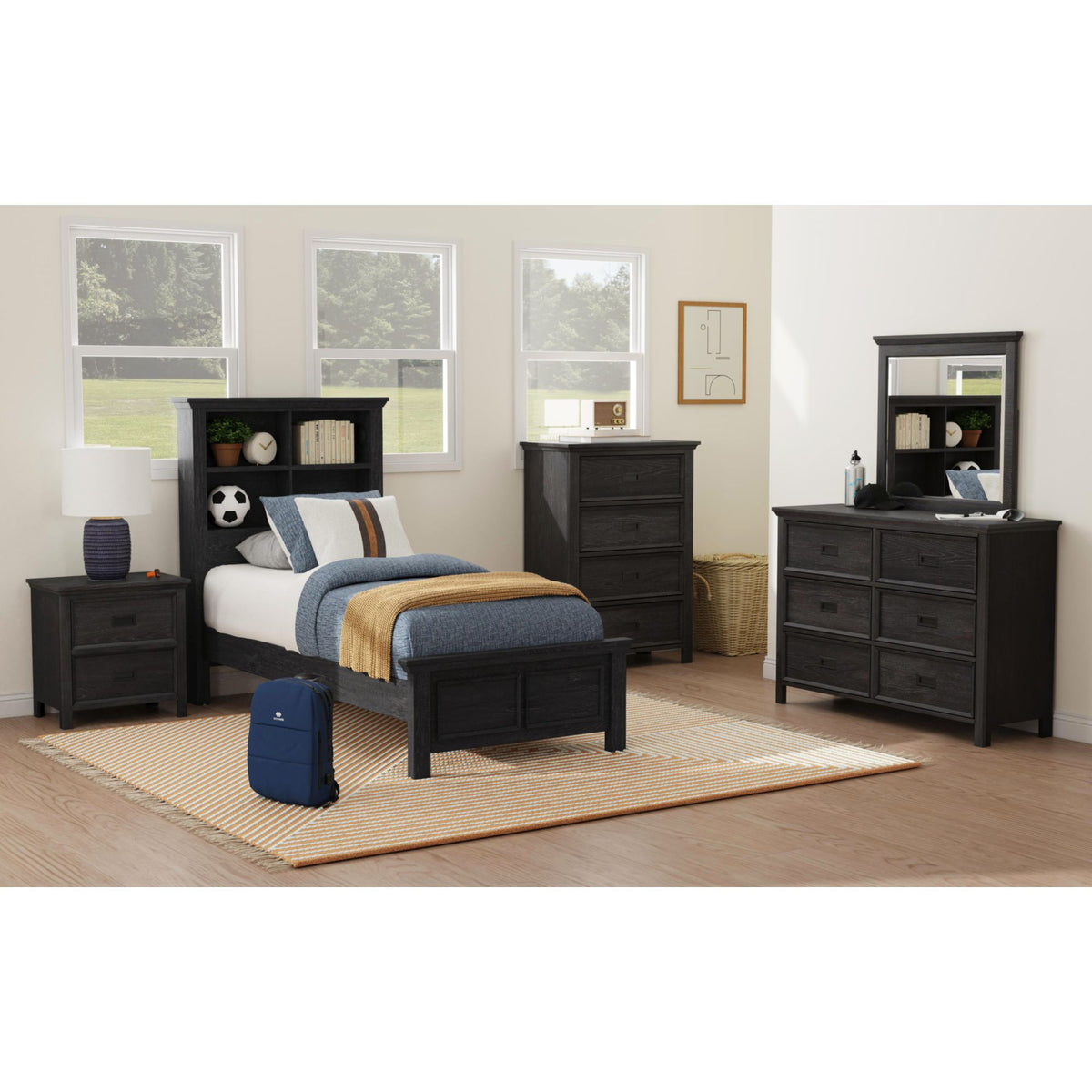 Hampton Kids Bookcase Bed in Black by Elements International, view 19