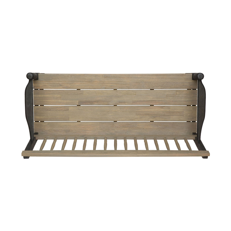 Slatted Bench With Built In Shelf
