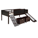 Twin size Loft Bed Wood Bed with Two Storage Boxes - Espresso ( old sku: LP000075AAP )