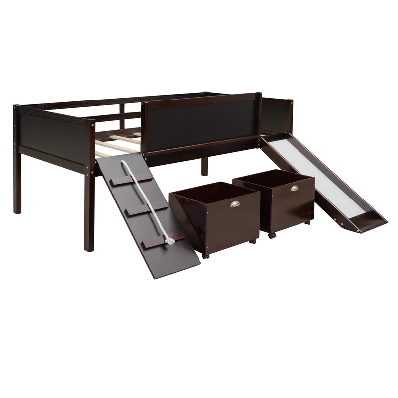 Twin size Loft Bed Wood Bed with Two Storage Boxes - Espresso ( old sku: LP000075AAP )