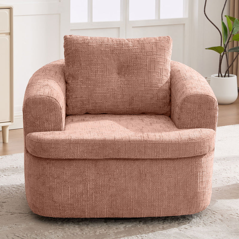 Modern Swivel Barrel Chair With Dual-Layer Cushion