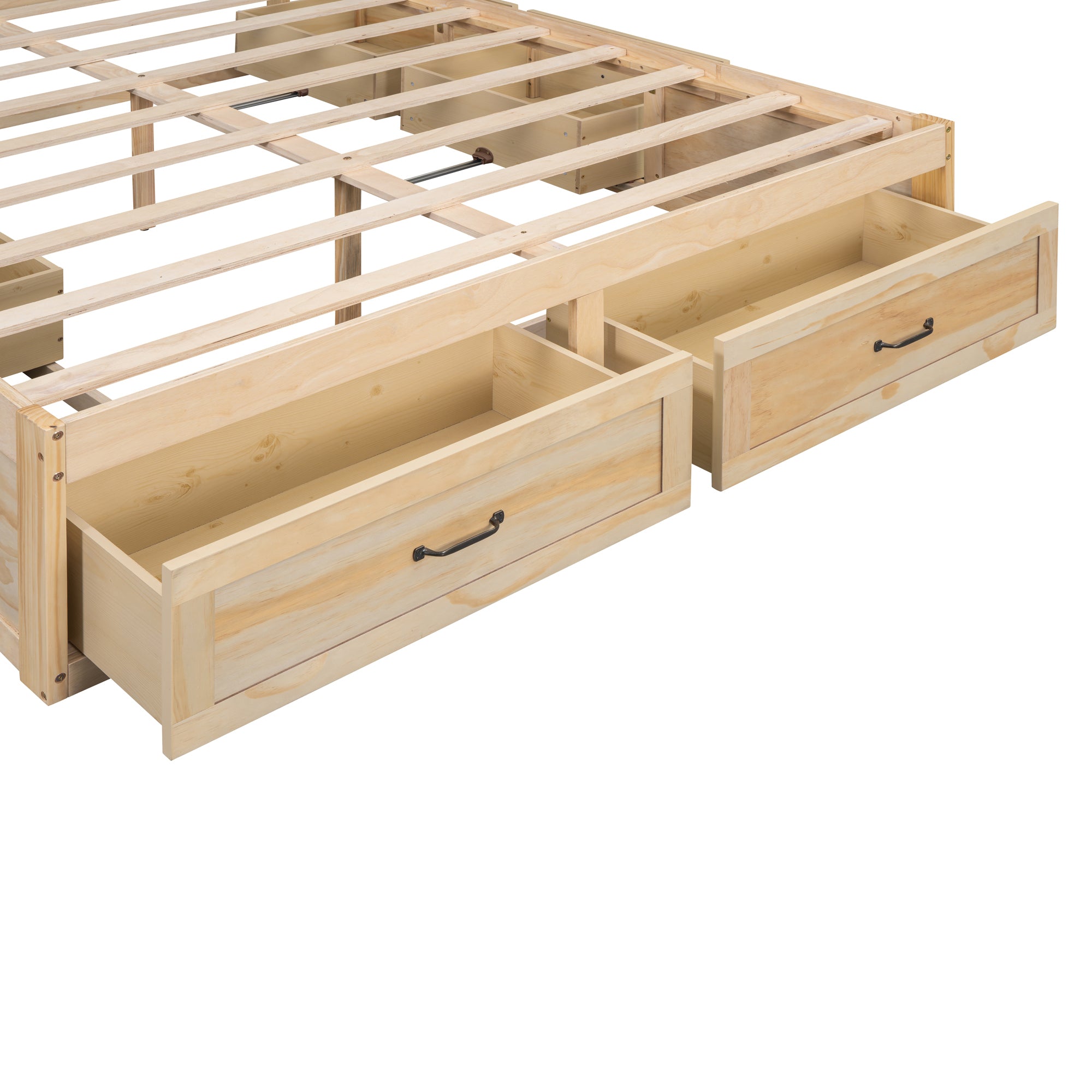 Queen Size Platform Bed with 6 Storage Drawers,Antique Natural - Atlantic Fine Furniture Melbourne FL
