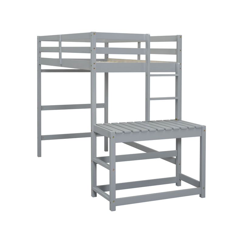 High Loft Bed With Ladder Landing Platform, Ladders, Guardrails