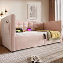 Upholstered Hydraulic Storage Daybed With USB & Type C Charging