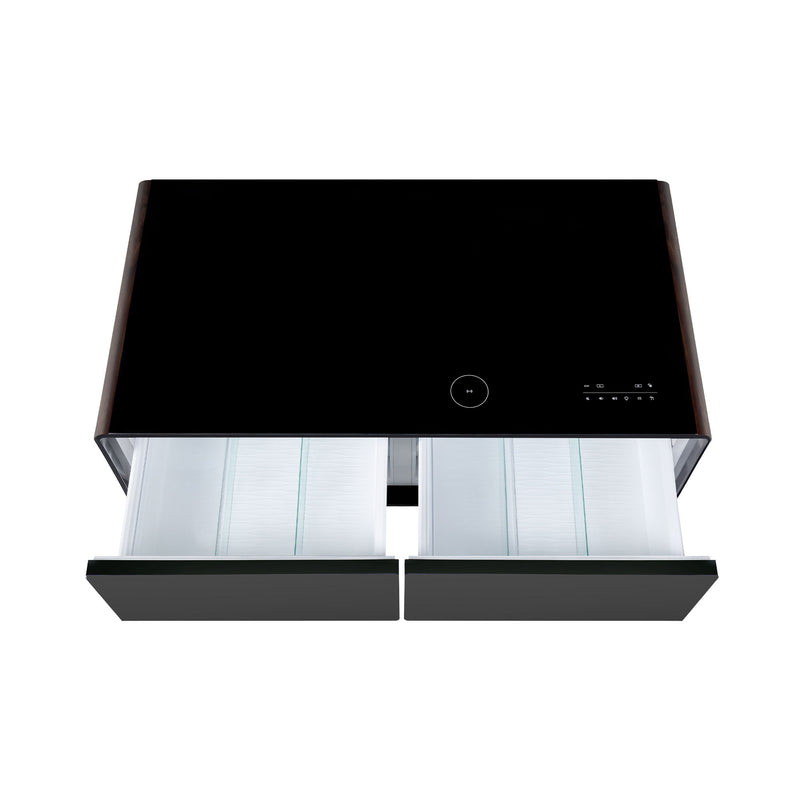 Modern Smart Coffee Table With Built-In Fridge, Bluetooth Speaker, Wireless Charging Module, Touch Control Panel, Power Socket, USB Interface, Outlet Protection, Atmosphere Light