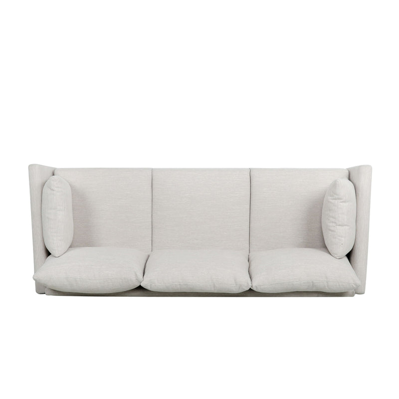 Diaphanous - Upholstered 3 Seater Sofa With 2 Accent Pillows And Wood Legs