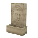 High Sandstone Buddha Fountain, Indoor Outdoor Water Fountain With Light - Beige