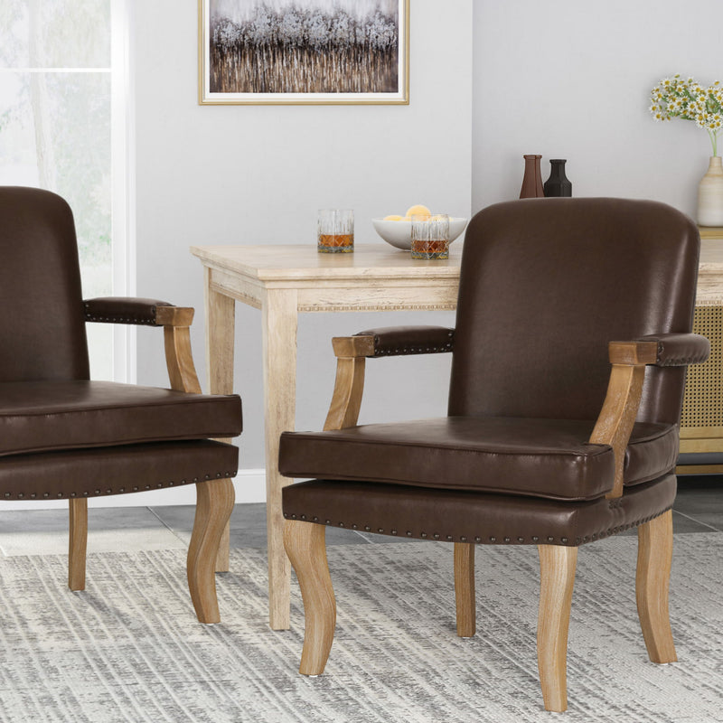 French Country Style Dining Chair With Nailhead Trim