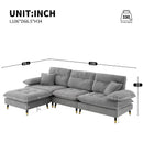 L Shaped Convertible Sectional Sofa 4 Seat Tufted Couch Set With Two Tone Adjust Legs Cloud Movable Ottoman