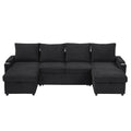 U Shaped Sectional Sofa Bed With Storage Chaise Lounges, USB Ports, And Cup Holders