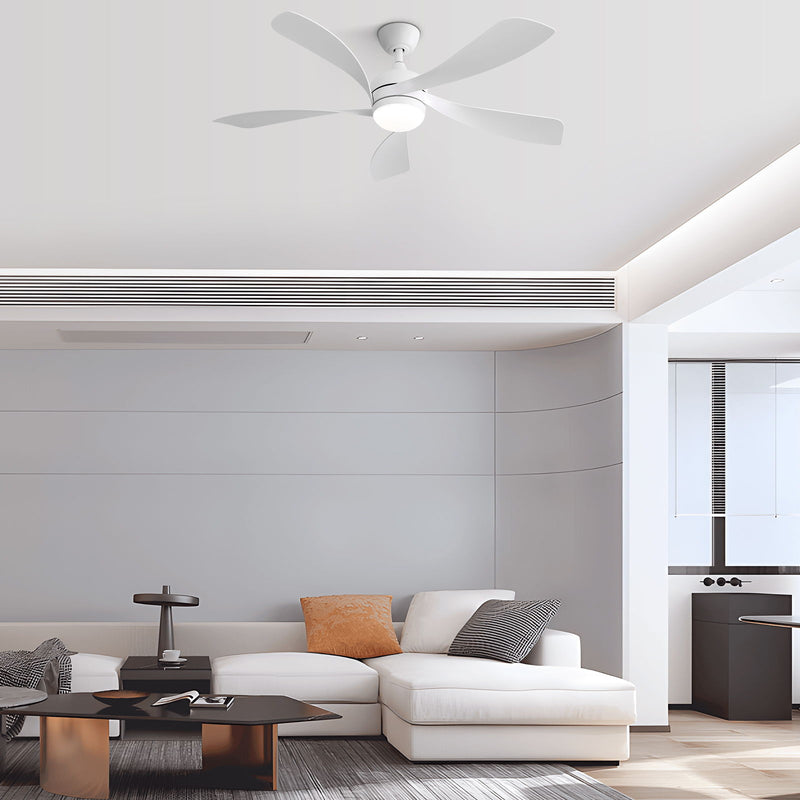 Modern Ceiling Fan With 3 Color Dimmable Light 5 ABS Blades Smart Remote Control Reversible Dc Motor