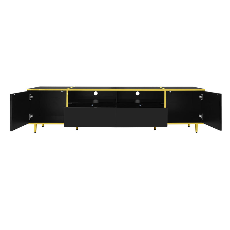TV Stand For TVs Up To 80", Entertainment Center With 2 Shelves And LED Lights