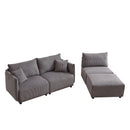 Modern Minimalist Corduroy Combination Sofa With 2 Comfort Cushions With USB & C Charging Ports