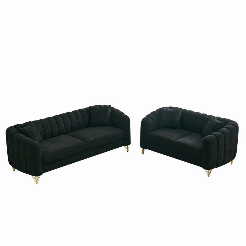 Oversized Sofa, 3 And 2 Seater Deep Tufted Couch - Black