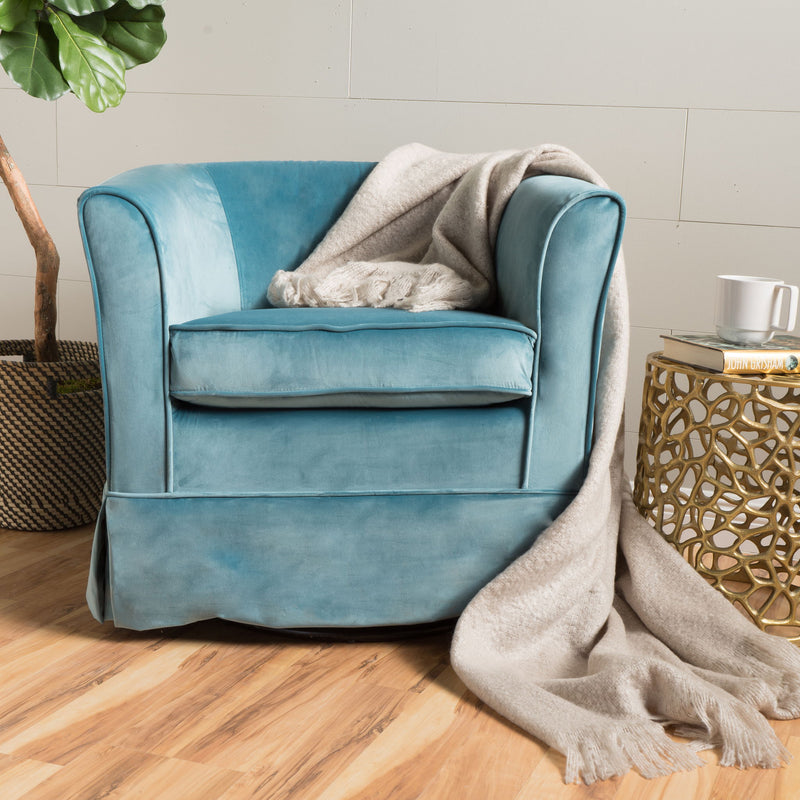 Zeniqua - Upholstered Velvet Swivel Chair With Loose Cover
