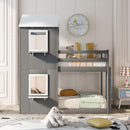 Bunk Bed Wood Bed & Roof, Window, Guardrail, Ladder