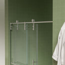 Frameless Shower Door, Sliding Shower Door, Premium 5 / 16" (8 Mm) Thick Tempered Glass Shower Enclosure With Towel Bar, Double Side Easy Clean Coat, Finished With Buffer
