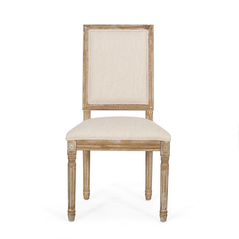 French Country Style Dining Chair With Upholstered Seating And Fluted Legs