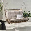 Arruda - Outdoor Wicker Porch Swing With Cushions