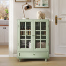 Minimalist Buffet Cabinet With Double Glass Doors And Drawer