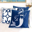 Liz Mermaid Pillow Cover With Matching Back And Hidden Zipper - Indigo