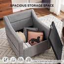 Linen Fabric 360° Swivel Accent Chair With Upholstered Back Pillow And Rivet Armrest