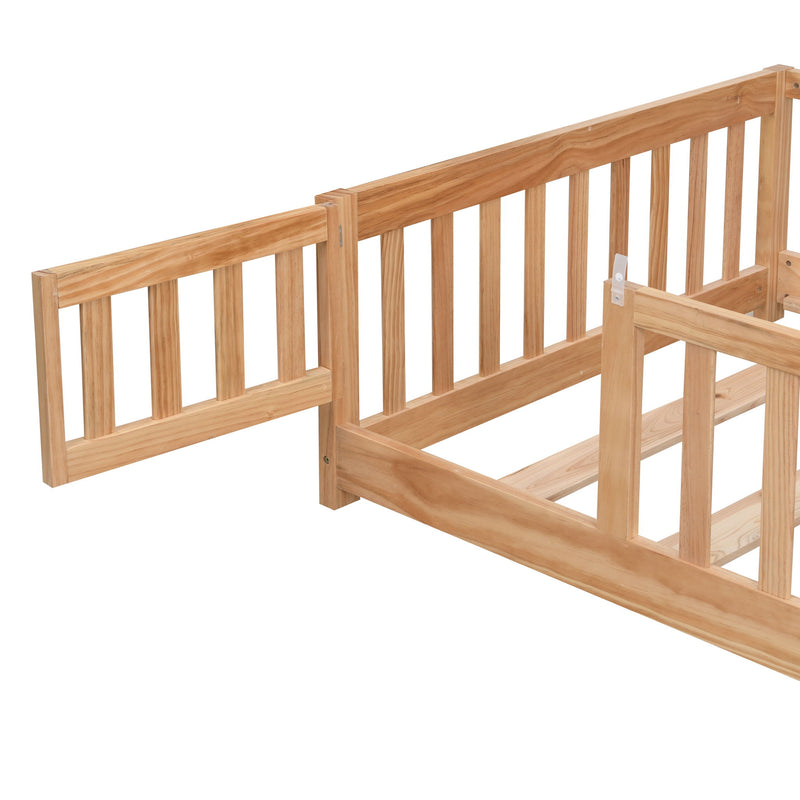 Floor Bed With Door And Fence For Children