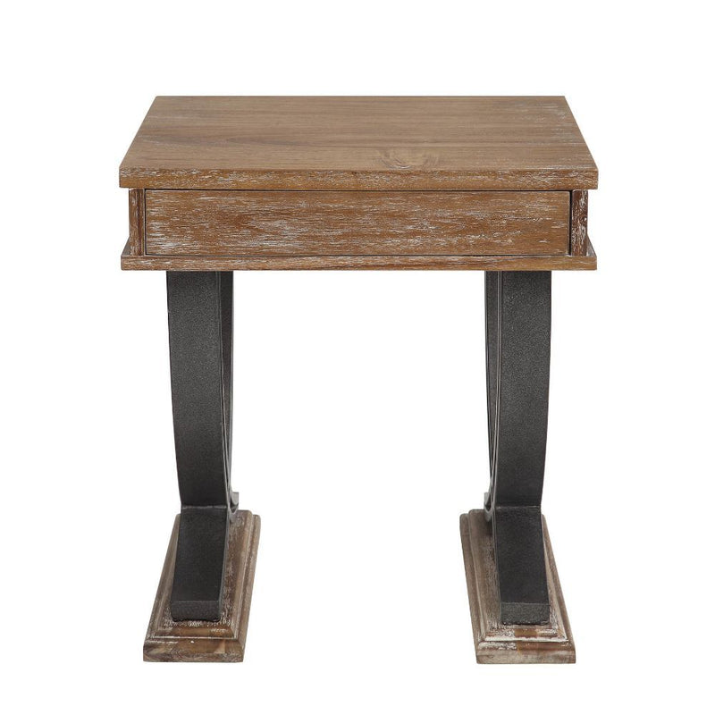 Pellio - End Table - Antique Oak & Black