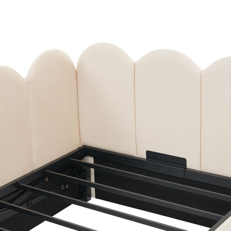 Upholstered Daybed With Metal Slatted Base