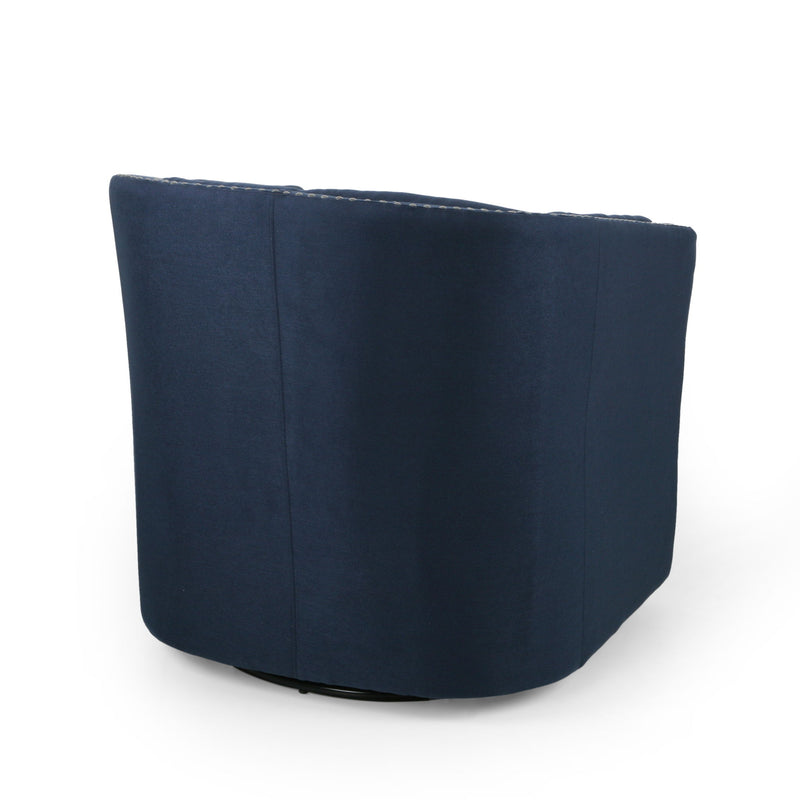 Modern Upholstered Swivel Club Chair With Nailhead Trim