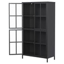 Premium Metal Storage Cabinet With Tempered Glass Doors, Adjustable Shelves, And Anti Tipping Device - Black