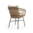 Contemporary Outdoor Patio Chairs With Cushions (Set of 2) - Beige / Black