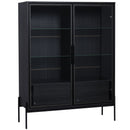 Modern Minimalist Style LED Curio Cabinet With Tempered Glass Door, Metal Legs