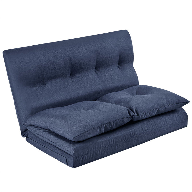 Floor Couch And Sofa Fabric Folding Chaise Lounge - Navy Blue