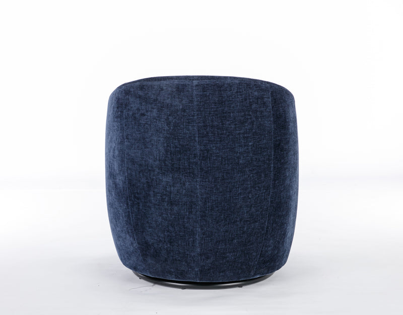 Chenille Fabric Swivel Accent Armchair Barrel Chair With Powder Coating Metal Ring