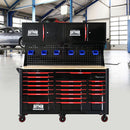 Heavy Duty Tool Cart With 19 Drawers, Tools Not Included, Mobile Storage For Workshop Or Laboratory - Black / Red