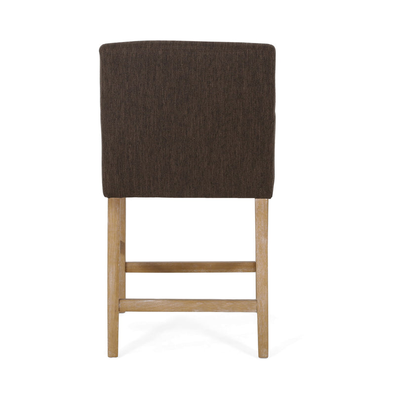Charmed Upholstered Counter Stool With H Frame Base And Round Arms