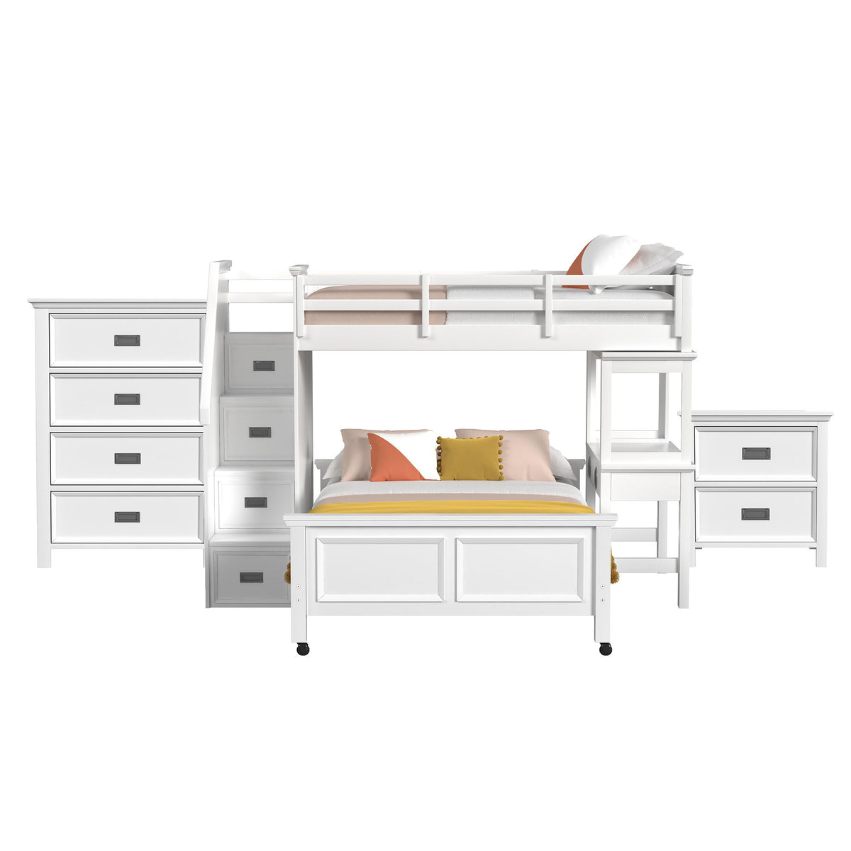 Hampton Kids Loft With Staircase And Desk With Speaker Bedroom Set in Black by Elements International, view 8
