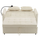 Pull-Out Sleeper Sofa With Reversible Backrest Cushion, Side Pockets, 2 USB Ports And A Phone Holder For Living Room