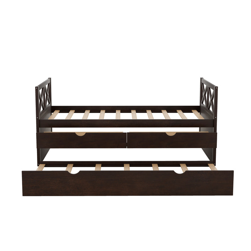 Multi-Functional Daybed with Drawers and Trundle, Espresso