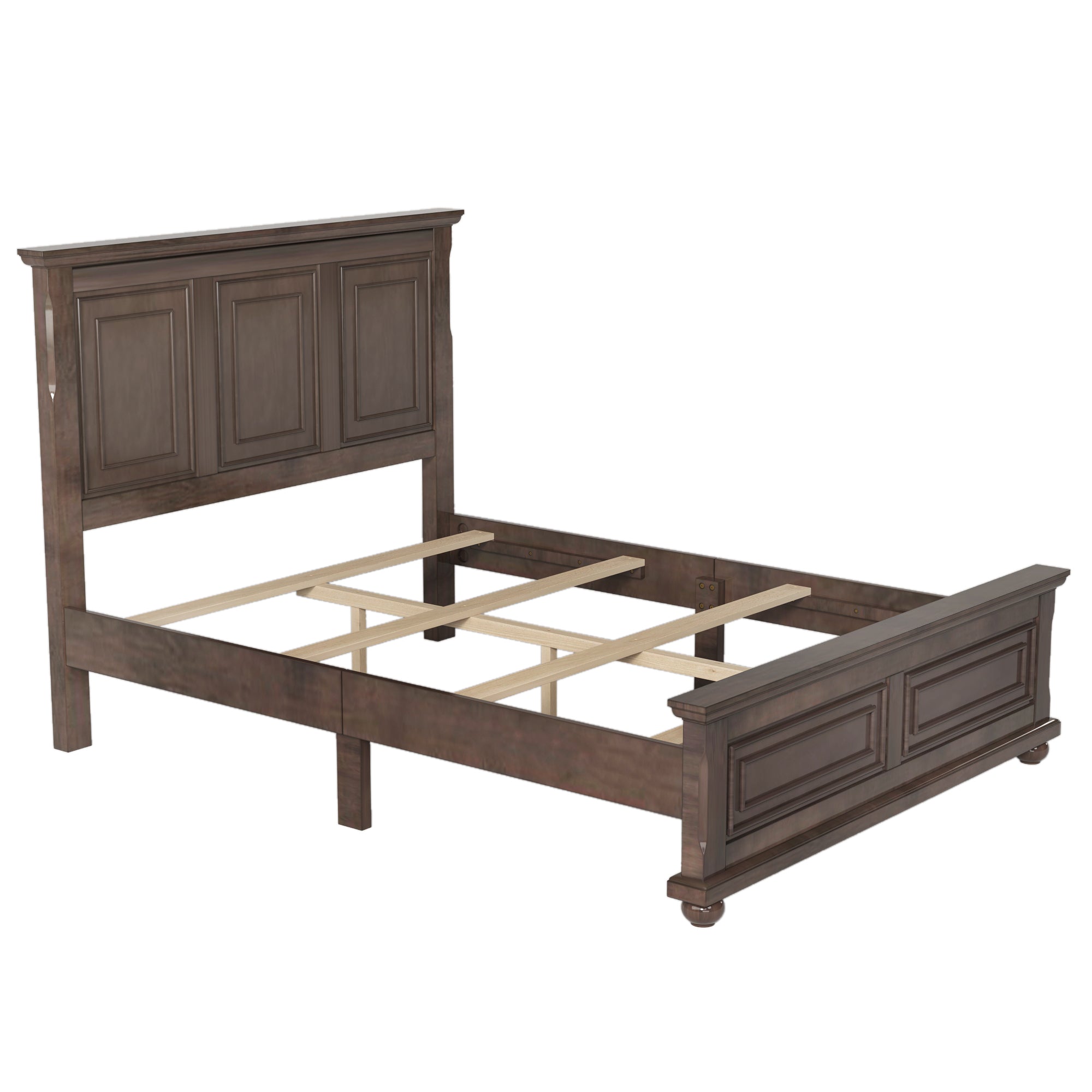 Traditional Town and Country Style Pinewood Vintage Queen Bed, Rich Brown - Atlantic Fine Furniture Melbourne FL