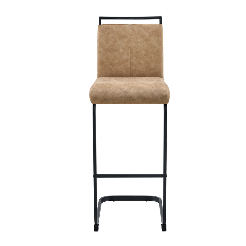 Modern Tech Fabric Bar Stool (Set of 2) With Metal Legs 42.5" Tall For Home Bar & Restaurant - Black / Brown