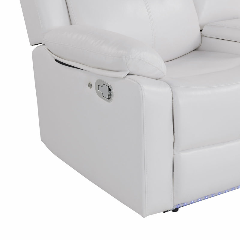 Blanche - Glider Recliner With LED Light In, Medium Firm Seating, Pillow Top Arms - White