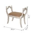 Harlow - Bench, Farmhouse / French Country Style Vanity Chair - Beige / White