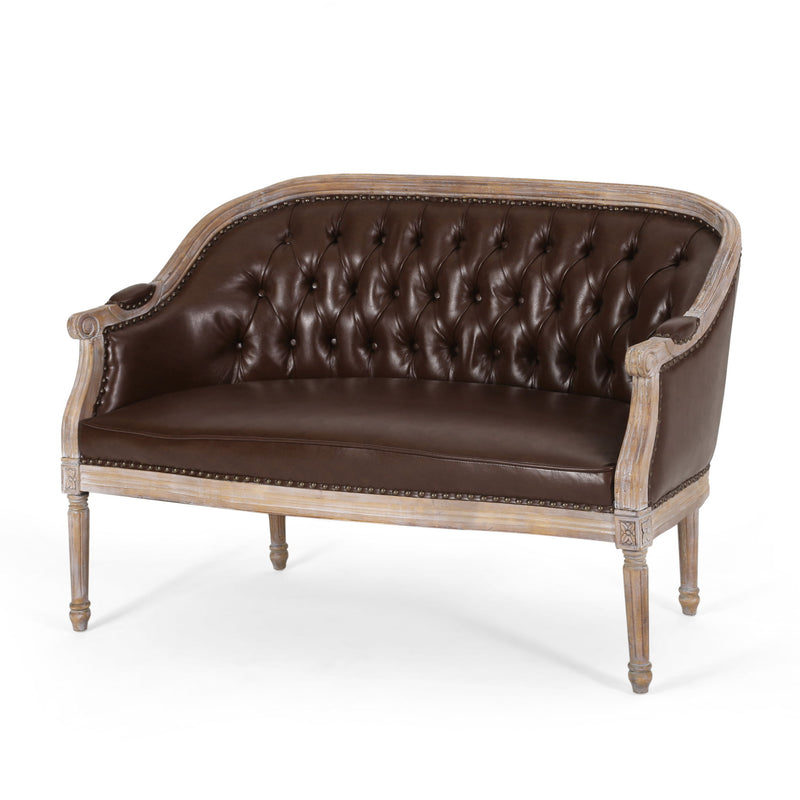 French Country Chesterfield Style Tufted Loveseat