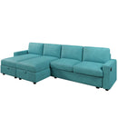 Convertible Sectional Sofa With Storage Chaise Lounges And USB Ports