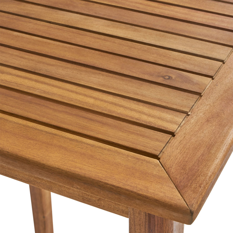 Outdoor Minimalist Acacia Wood Rectangle Bar Table, Durable Hardwood - Teak